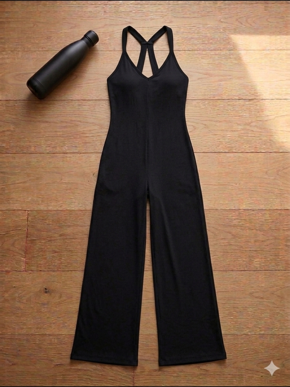 NWT Fabletics Black Strappy Wide-Leg Jumpsuit